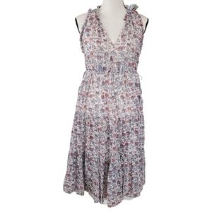 Ulla Johnson sleeveless tiered midi dress silk floral paisley prairie 6 small